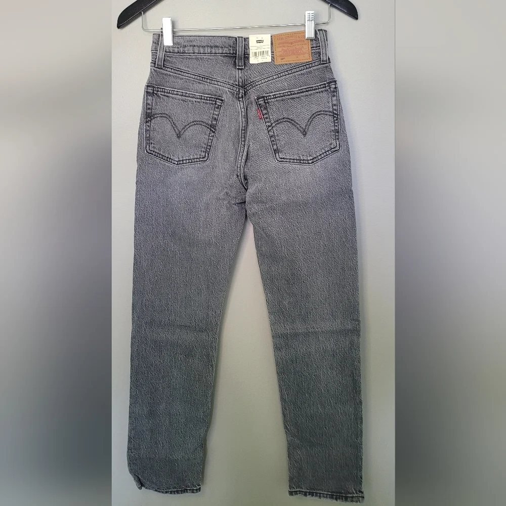 Levi's Womens 501 Original Distressed Grey Wash High Waist Straight Leg NWT 24 - Picture 2 of 6